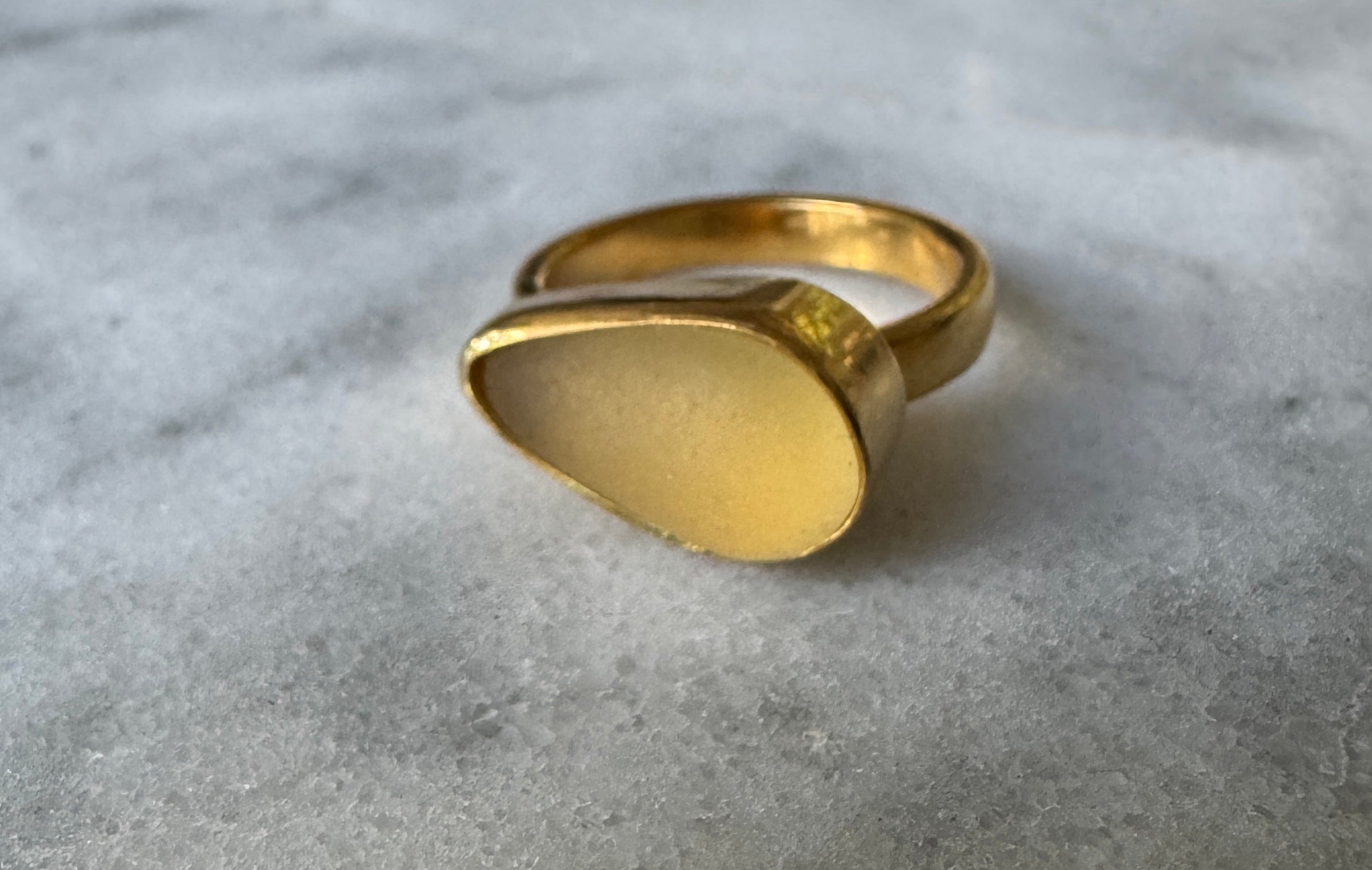 Yellow sea glass gold vermeil ring – rare collector-quality sea glass, handcrafted jewelry