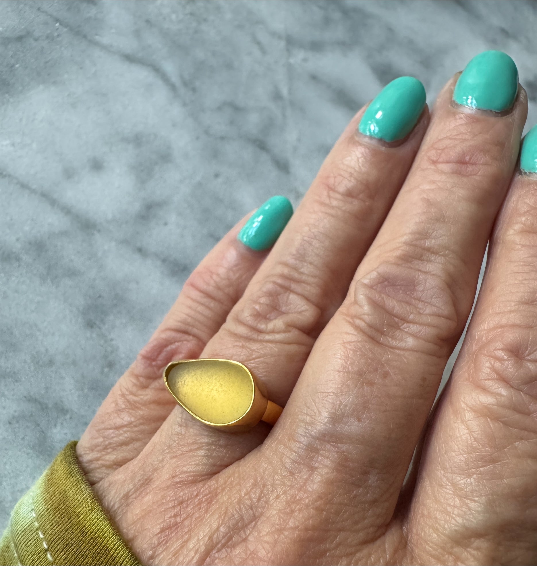 Yellow sea glass gold vermeil ring – rare collector-quality sea glass, handcrafted jewelry