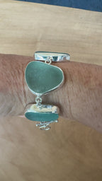Teal Seafoam Sea Glass Bracelet - Adjustable