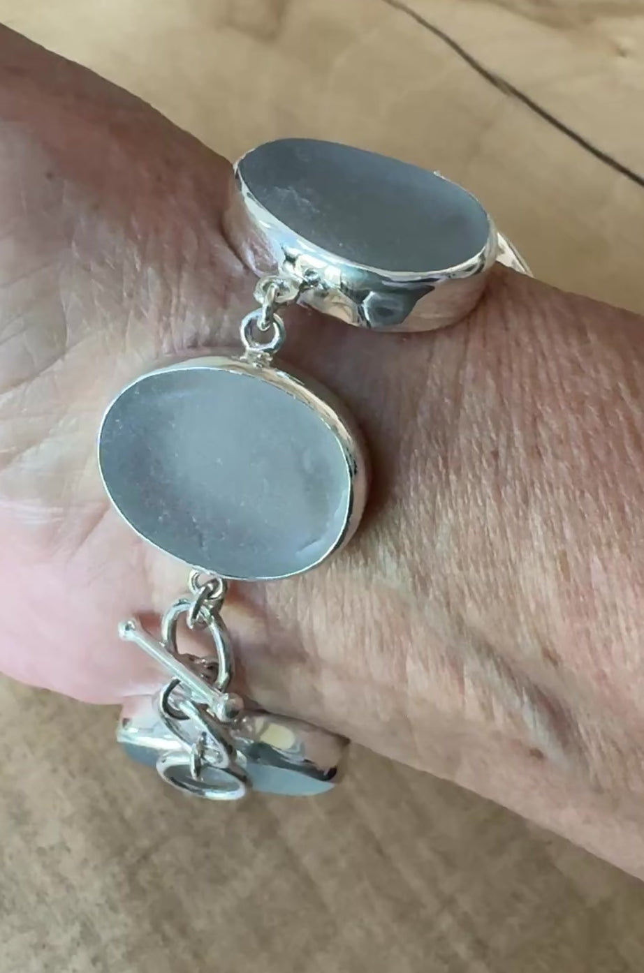 Gorgeous Gray Sea Glass Bracelet - Adjustable