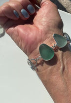 Teal and Sea Foam Sea Glass Bracelet